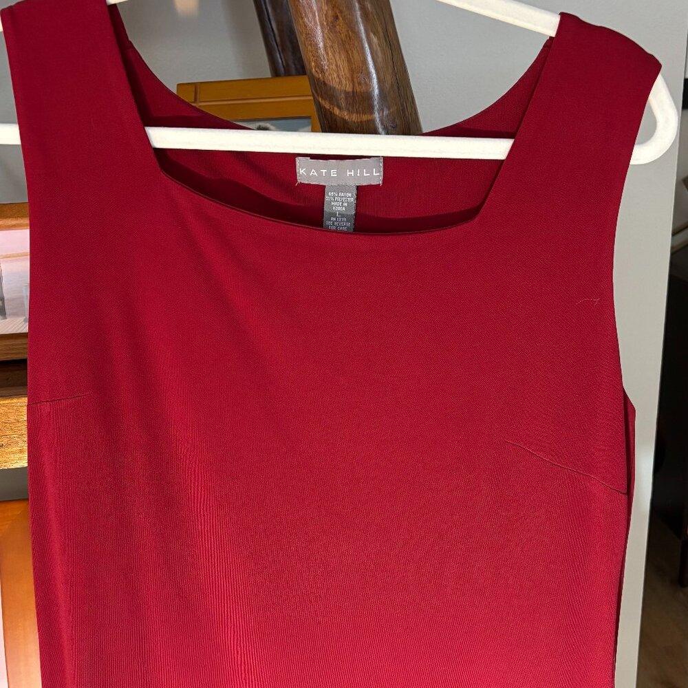 Kate Hill cranberry dressy tank top with square neck - size L